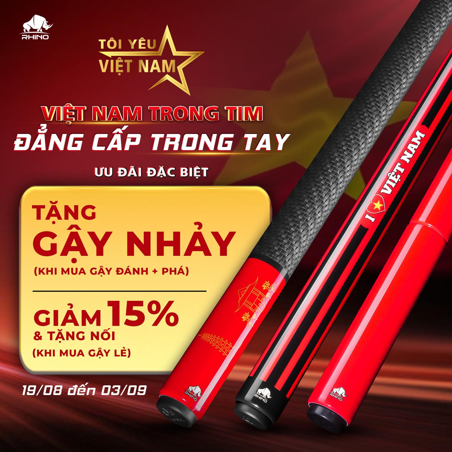 Combo gậy phá & gậy đánh - Rhino tôi yêu Việt Nam