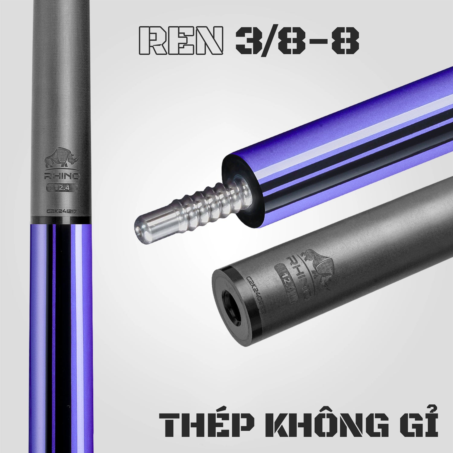 Gậy Pool Carbon Rhino Nebula 2 Màu Tím - Tay cầm Sport