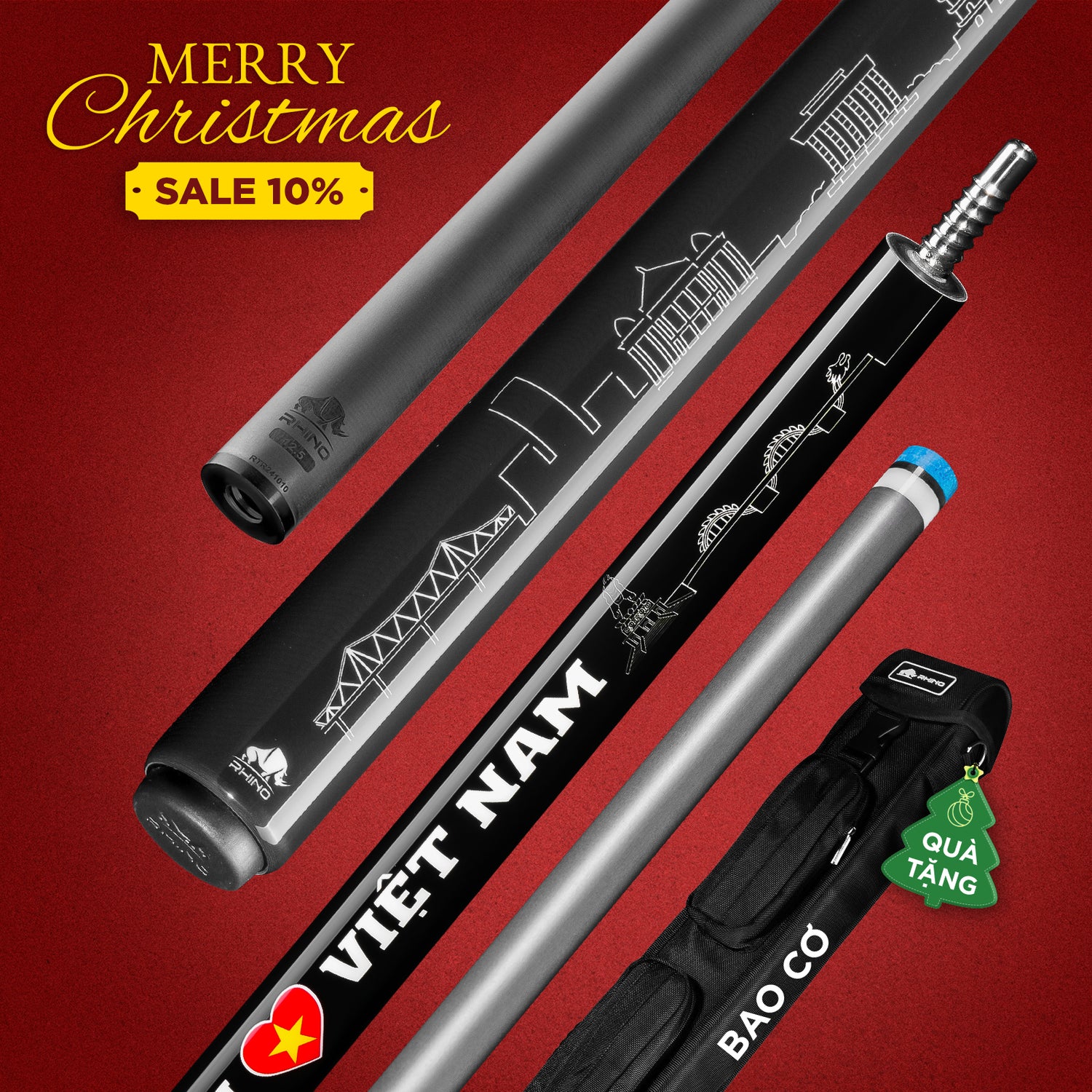 Gậy đánh RHINO TÔI YÊU VIỆT NAM - ĐEN