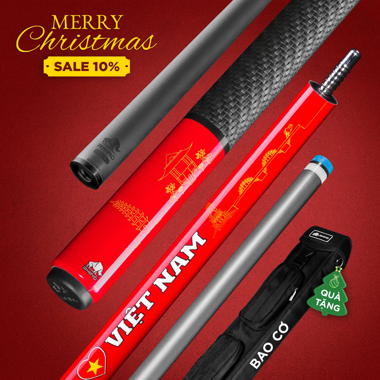 Gậy đánh RHINO TÔI YÊU VIỆT NAM - ĐỎ - TAY CẦM SPORT
