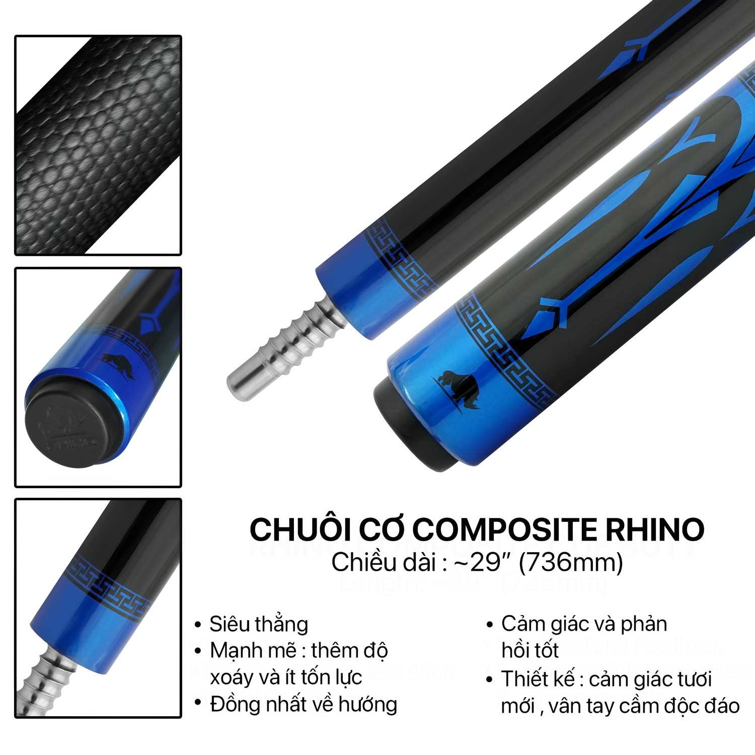 Bộ Cơ Rhino ECLIPSE Series - Blue (Ren Radial) - Đường kính Tip 12.8 mm