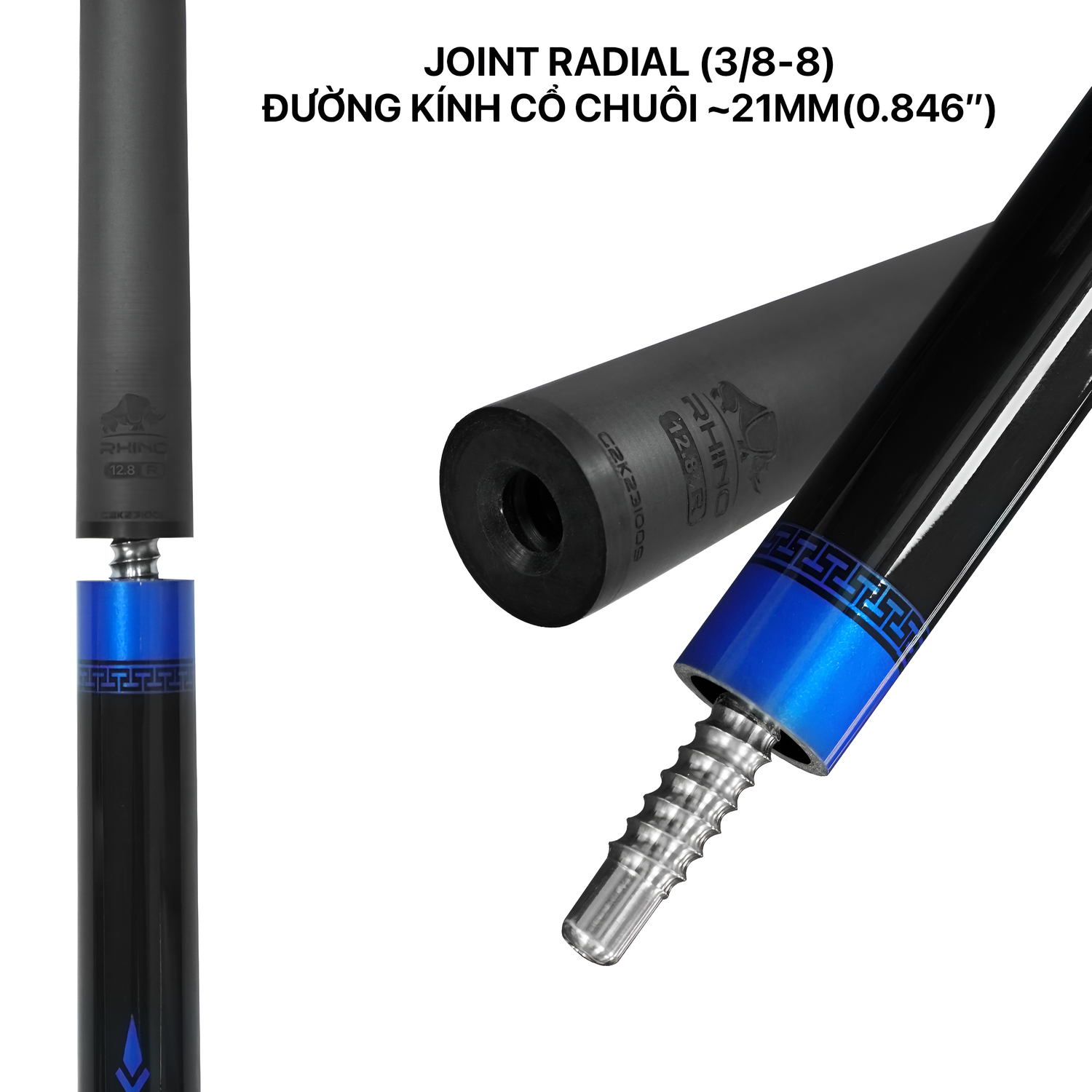 Bộ Cơ Rhino ECLIPSE Series - Blue (Ren Radial) - Đường kính Tip 12.8 mm