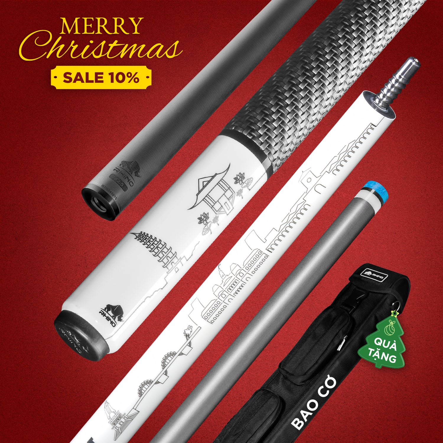 Gậy đánh RHINO TÔI YÊU VIỆT NAM - TRẮNG - TAY CẦM SPORT