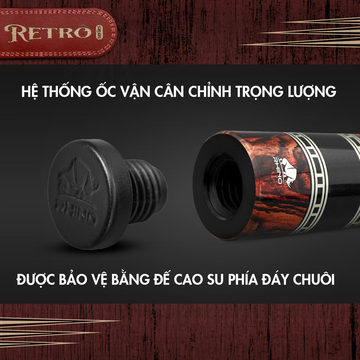 Bộ Cơ Rhino RETRÔ Cocobolo - Tay cầm da Microfiber cao cấp vân Kỳ Đà