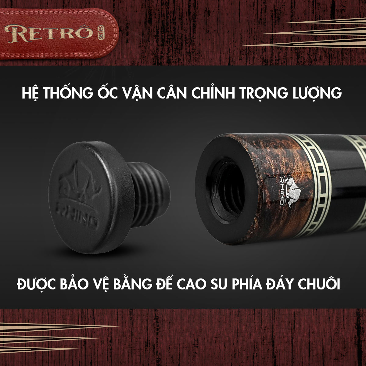 Bộ Cơ Rhino RETRÔ Thuya - Tay cầm da Microfiber cao cấp vân Kỳ Đà