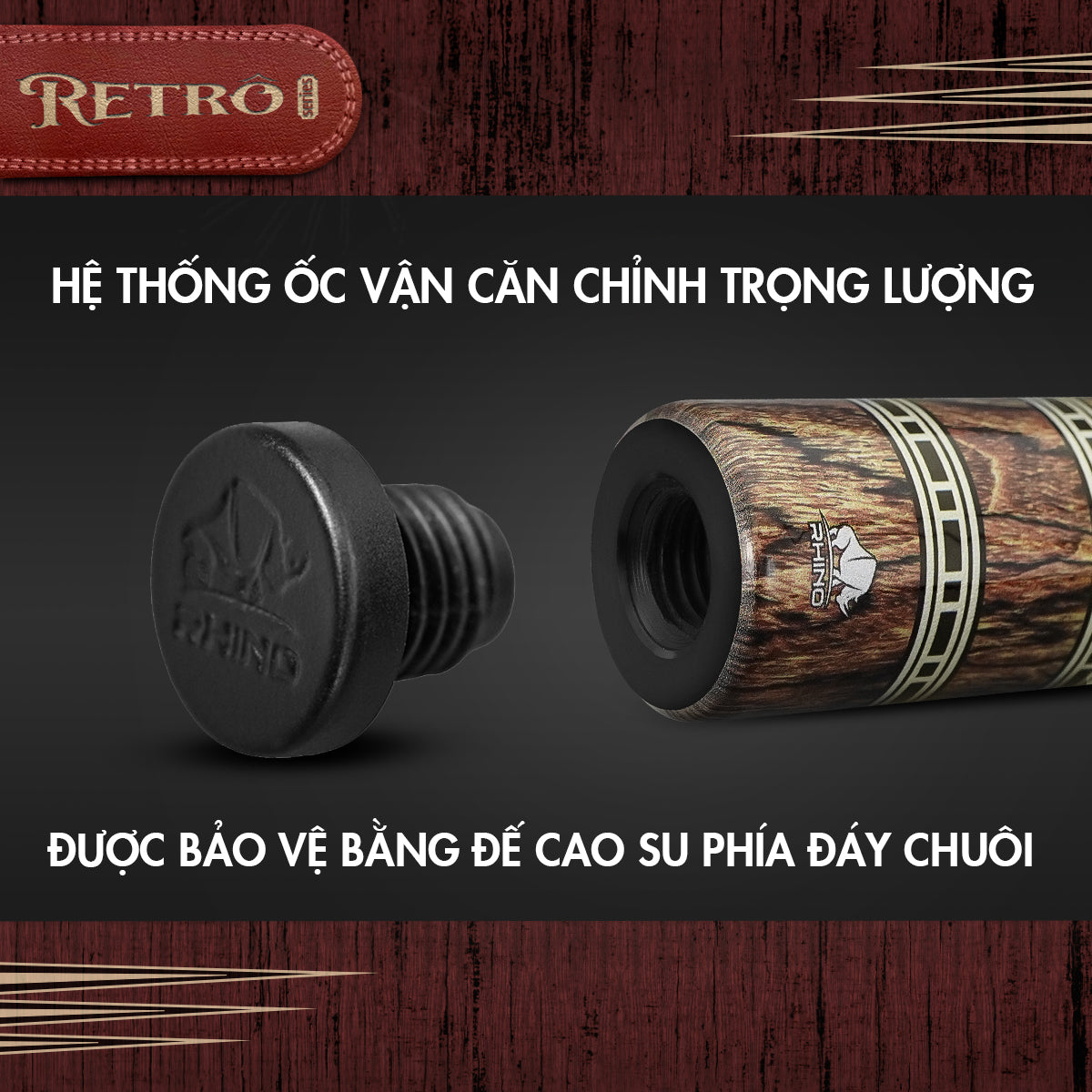 Bộ Cơ Rhino RETRÔ Bocote - Tay cầm da Microfiber cao cấp vân Cá Sấu