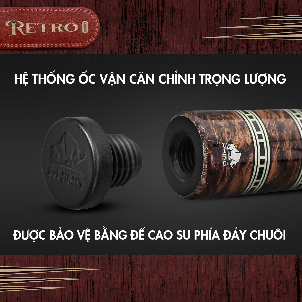 Bộ Cơ Rhino RETRÔ Thuya - Tay cầm da Microfiber cao cấp vân Cá Sấu