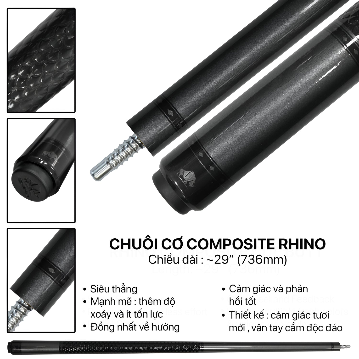 Bộ Cơ Rhino Nebula - Grey (Ren Radial) - Đường kính Tip 12.4 mm