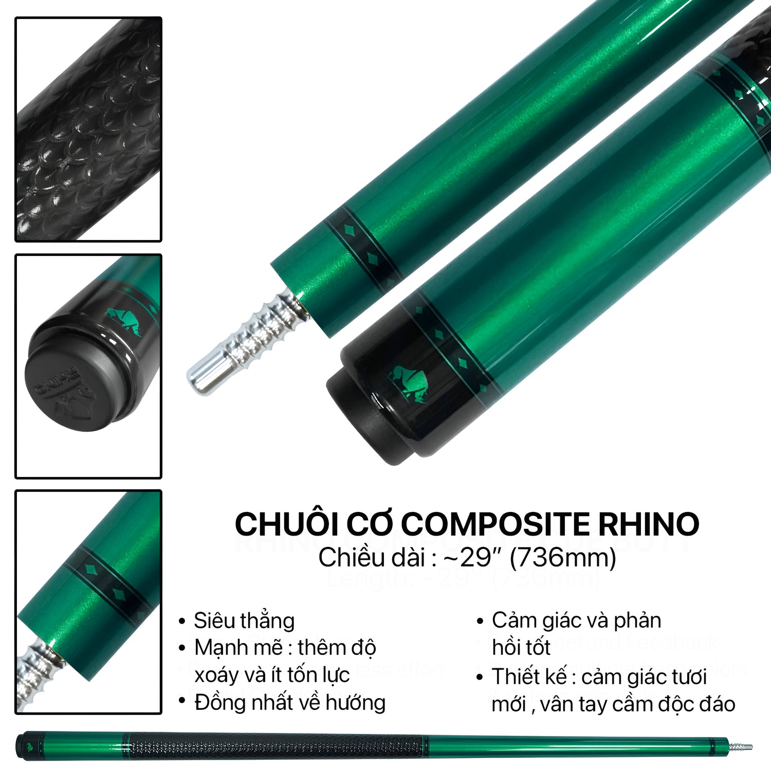 Bộ Cơ Rhino Nebula - Green (Ren Radial) - Đường kính Tip 12.8 mm