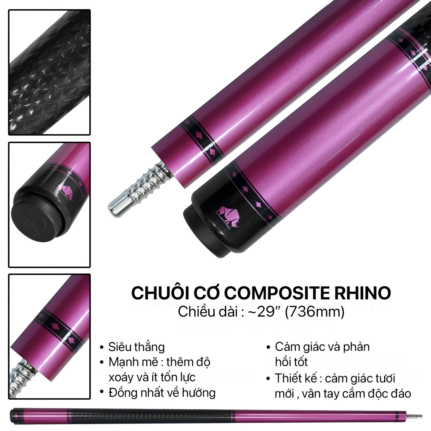 Bộ Cơ Rhino Nebula - Pink (Ren Radial) - Đường kính Tip 12.4 mm