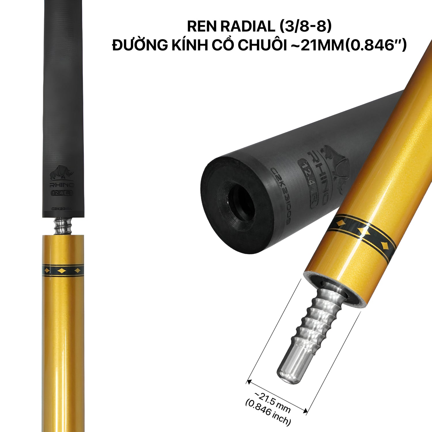 Bộ Cơ Rhino Nebula - Yellow (Ren Radial) - Đường kính Tip 12.4 mm