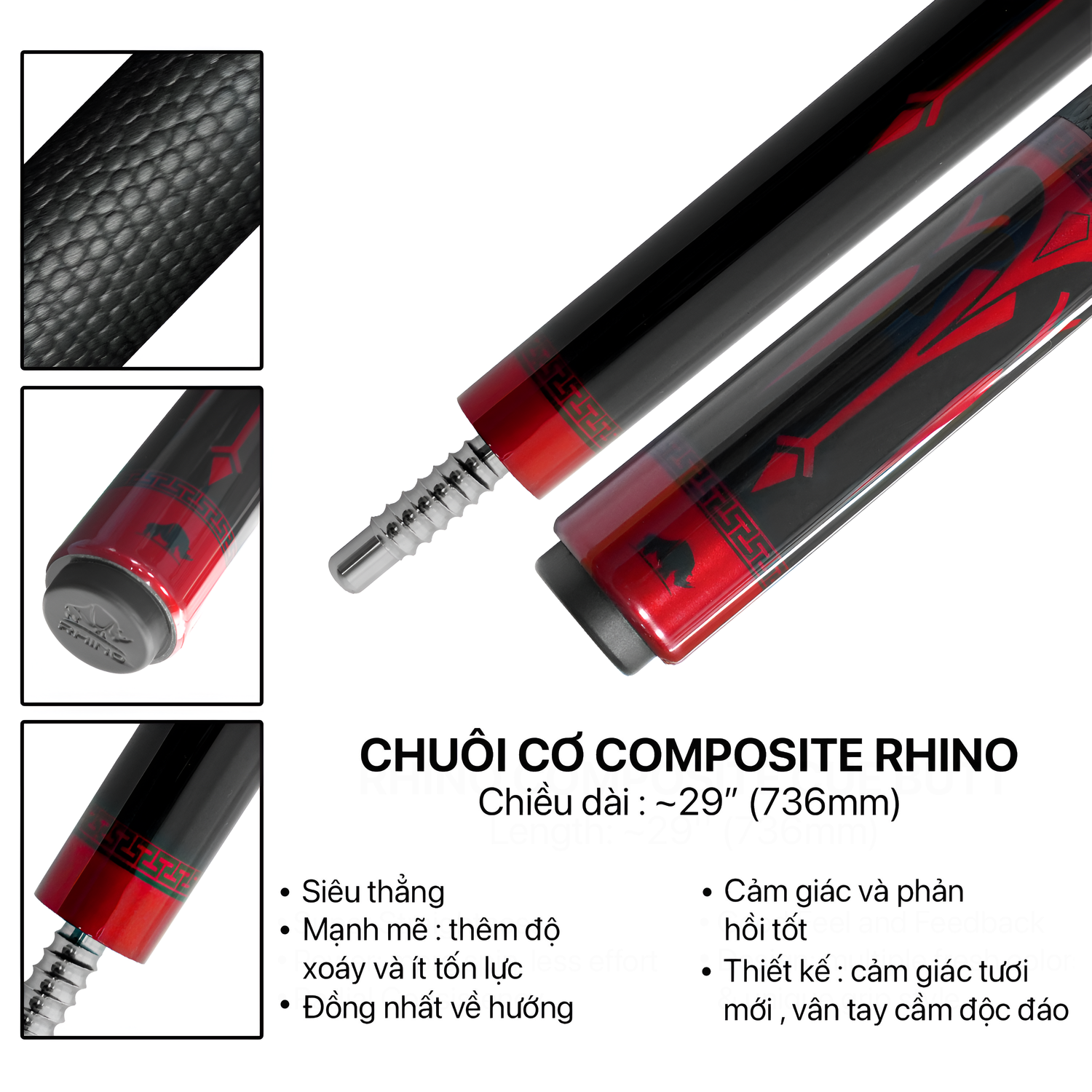 Bộ Cơ Rhino ECLIPSE Series - Red (Ren Radial) - Đường kính Tip 12.4 mm