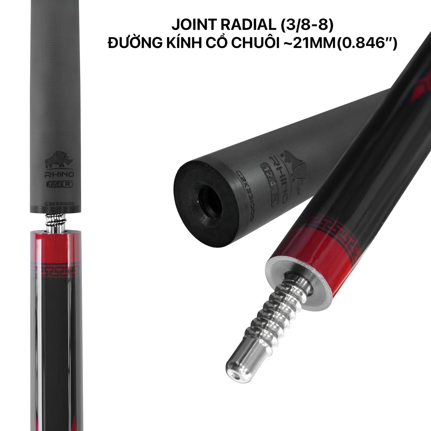 Bộ Cơ Rhino ECLIPSE Series - Red (Ren Radial) - Đường kính Tip 12.4 mm