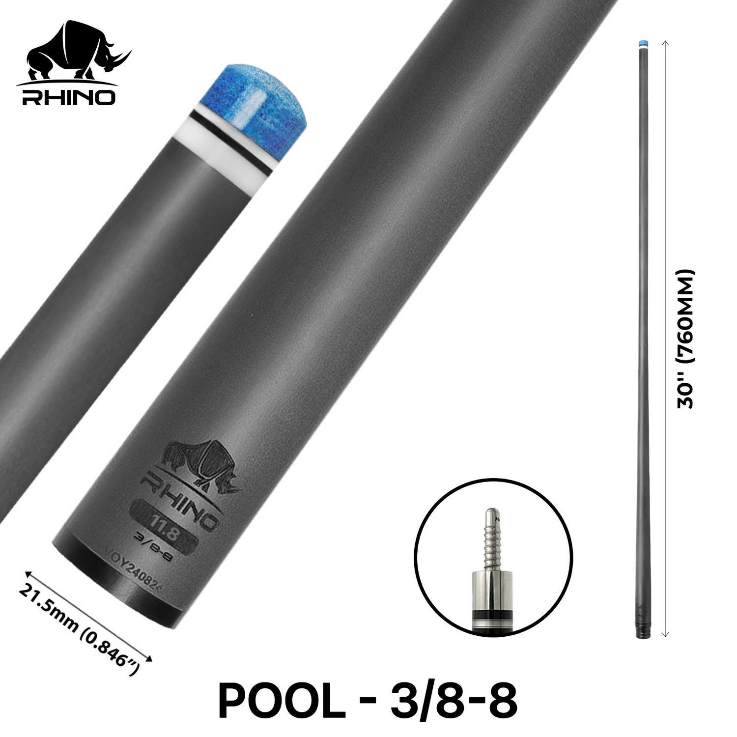 Ngọn Pool Rhino Carbon - Ren Radial 3/8-8