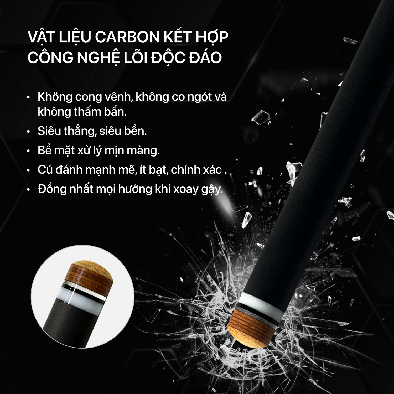 Ngọn Pool Rhino Carbon - Ren 3/8-10